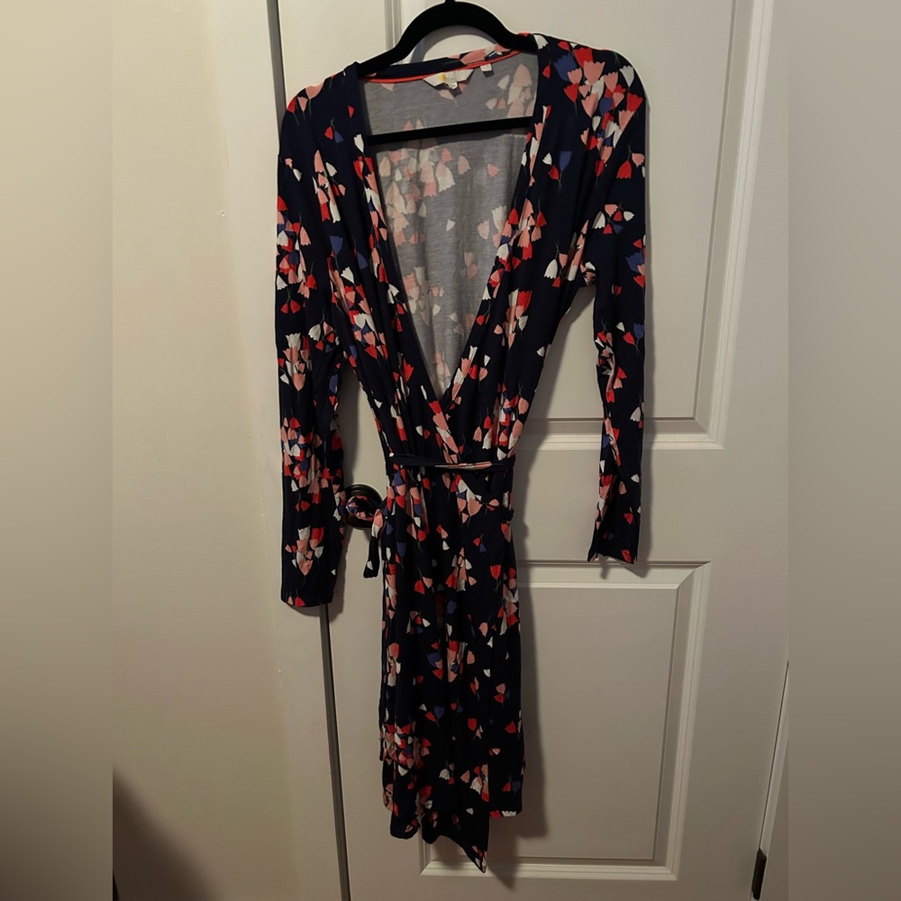 Boden Navy Floral Print Wrap Dress
